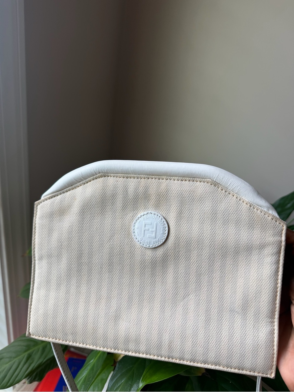 Fendi Vintage Aged White / Cream /Gray Stripped Crosbody

Discounted sale!